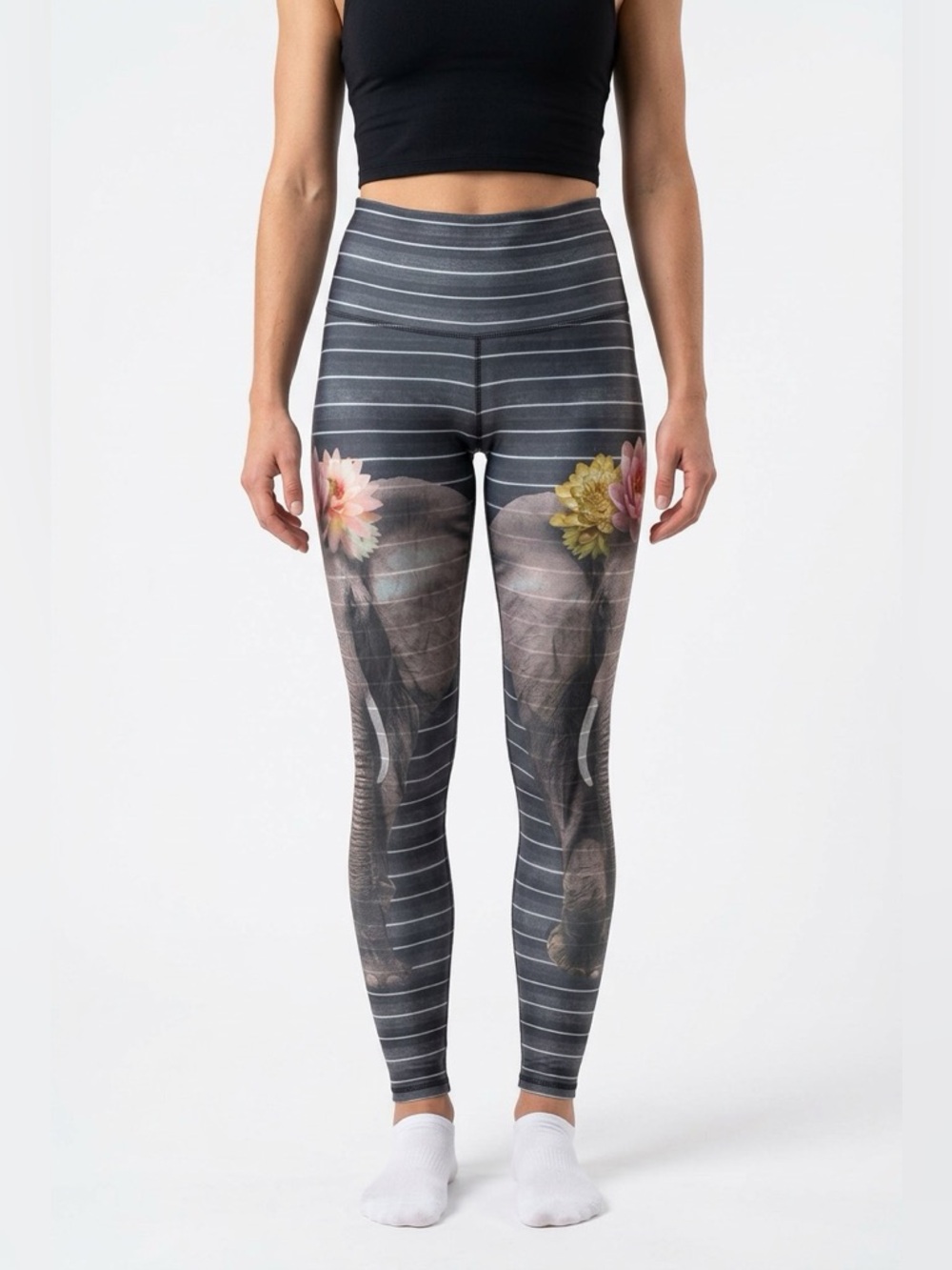 Teeki Elephant Print Yoga Leggings Small Recycled PET Festival Athletic Pants